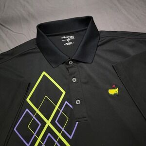 Masters Tech Polo Shirt Mens Large Black Augusta National Golf Performance